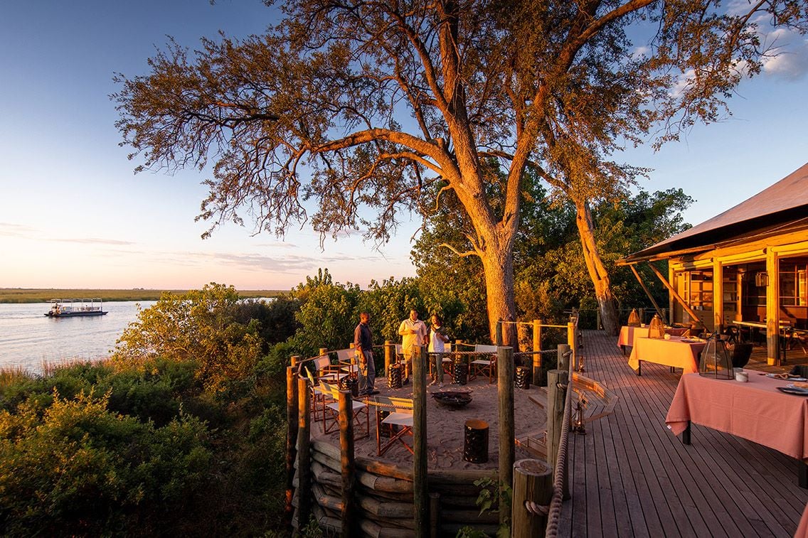 Wilderness camp beside the water in Botswana